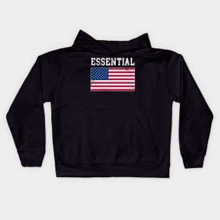 USA Essential Worker American Flag Covid 19 Kids Hoodie